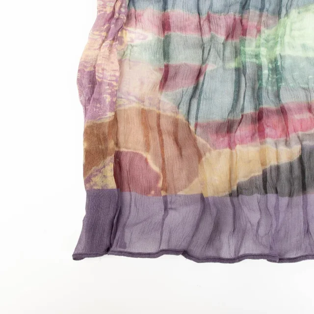 Chanel Multicolor Silk Pleated Scarf in Multicolor Silk from Labellov, photo 2 of 3