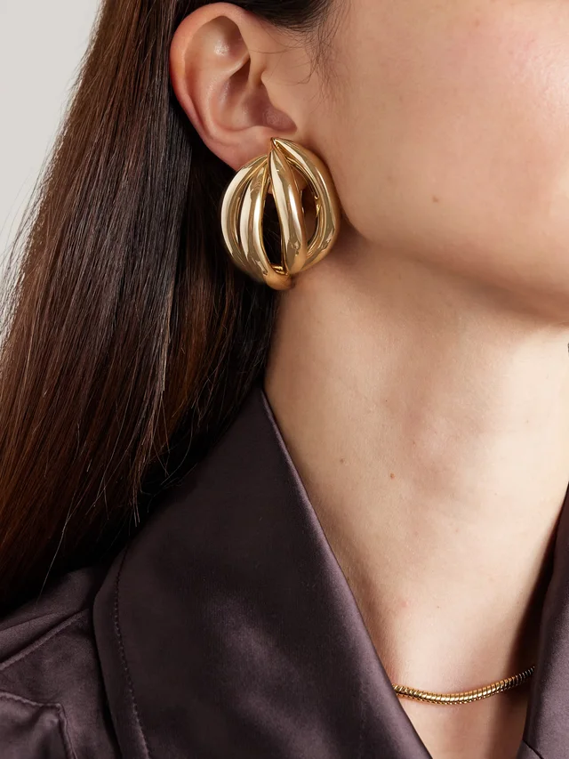 JENNIFER FISHER Abstract Line gold-plated clip earrings in Metallic, photo 2 of 2 from NET-A-PORTER (Canada)