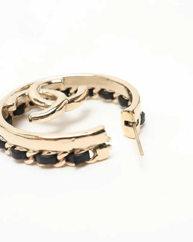 Chanel Coco Mark Hoop Earrings in Leather from A Retro Tale, photo 3 of 3