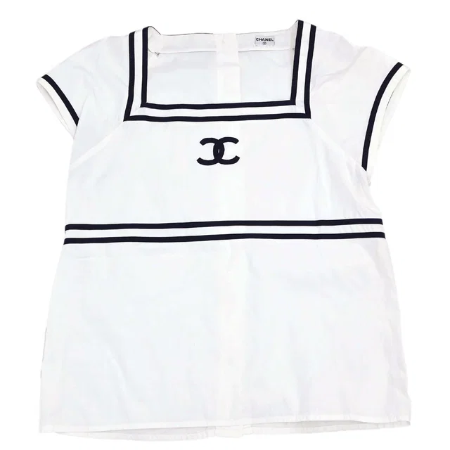 Chanel Short Sleeve Top White in White from AMORE Vintage Tokyo