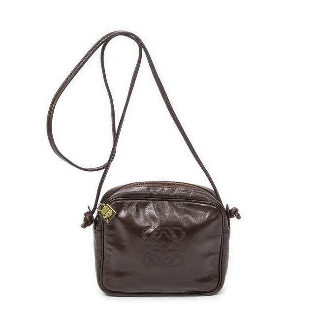 Loewe Vintage Anagram Crossbody Brown Calfskin Leather in Brown Calfskin from The Reluxe