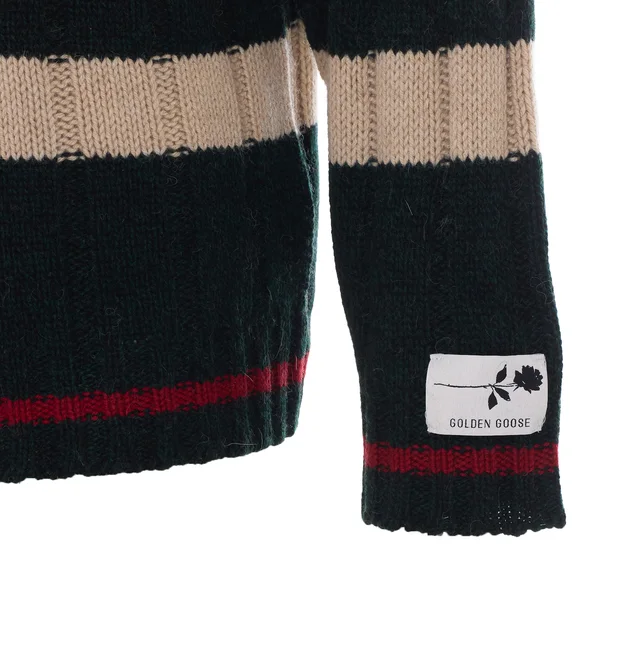 Golden Goose Deluxe Brand Striped Knitted Jumper in Alpaca wool 75%,Polyamide 25% Details: Unclosed (pullover) Description: Striped, long-sleeved, round neck, ribbed knit…, photo 4 of 4 from SENSER