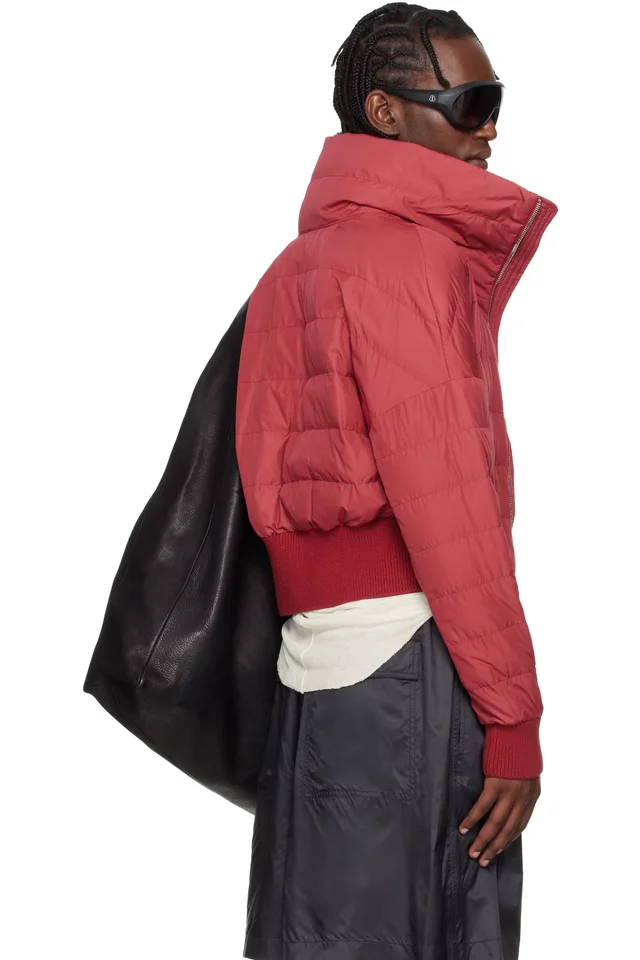 Moncler + Rick Owens Red Cropped Down Jacket, photo 3 of 5 from SSENSE