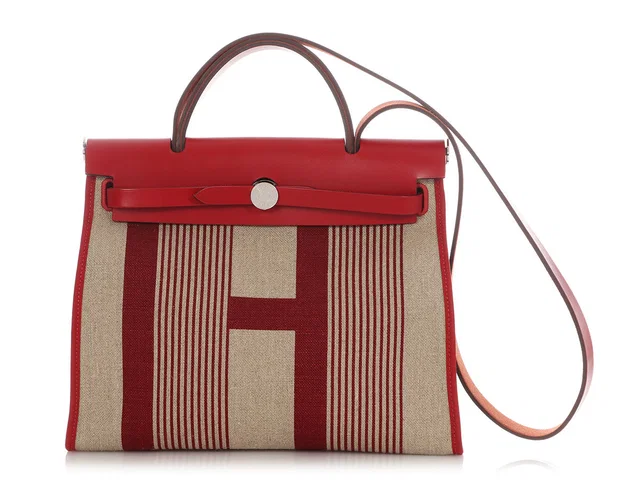 Hermès Toile and Vache Hunter H Vibration Herbag Zip 31 in Leather from Ann's Fabulous Finds