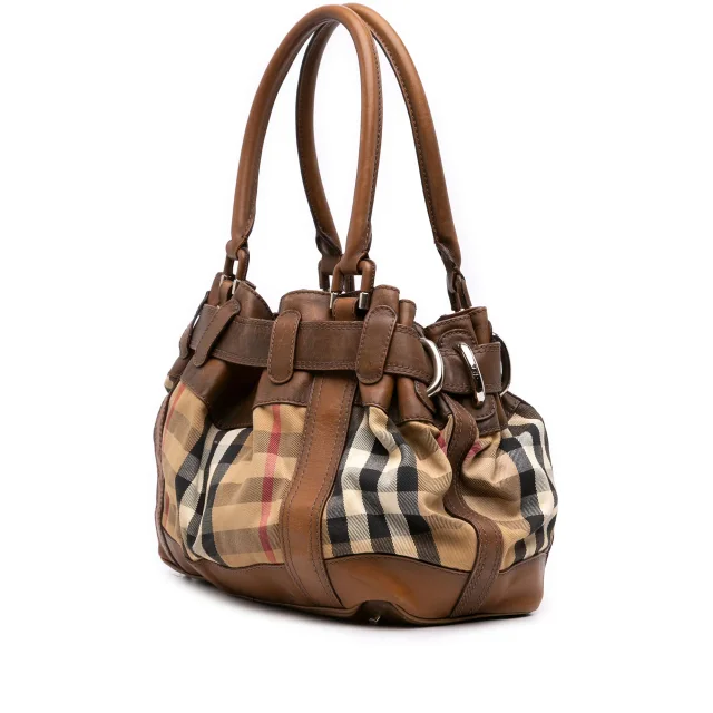 Beige Burberry House Check Canvas Beaton Shoulder Bag in Beige Canvas from Designer Revival, photo 2 of 7
