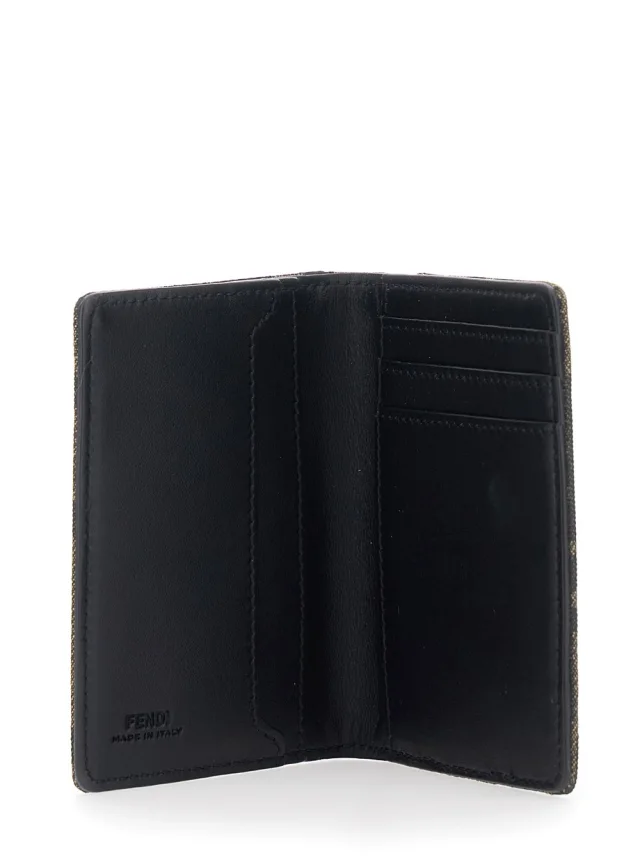 Fendi Brown Card Holder with Logo on Front and FF All Over FF Motif in Fabric Man in Brown 100% Fabric, photo 9 of 10 from Gaudenzi Boutique