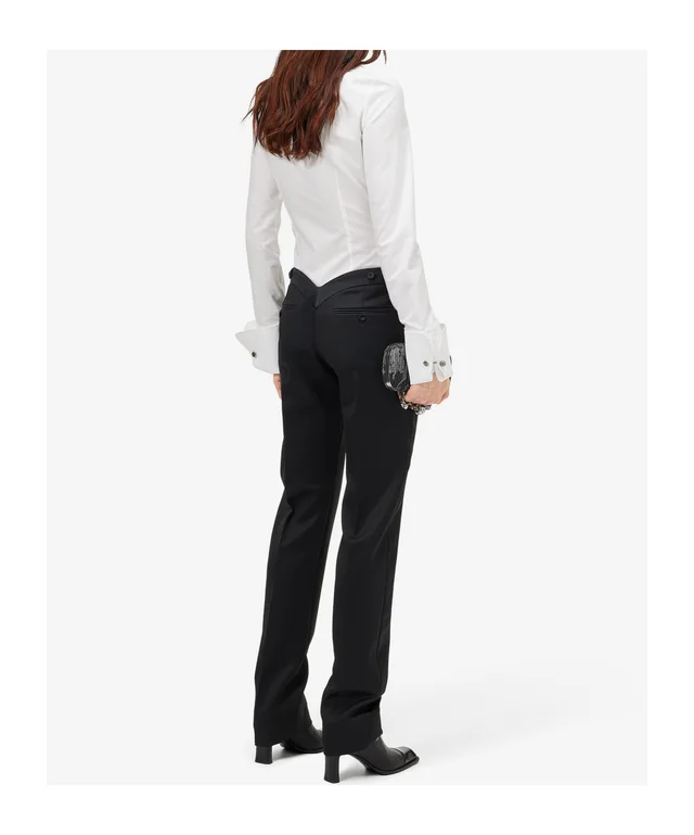 Alexander McQueen Women's Tuxedo Striped Shirt in Optical White, photo 4 of 5 from SENSER