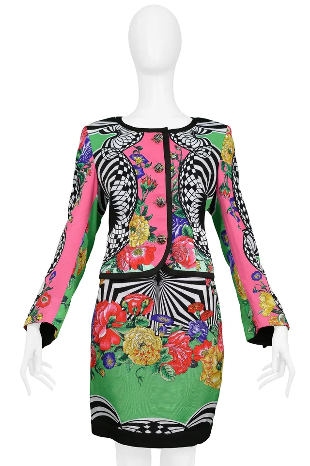 Versace Top Floral Skirt Ensemble 1992 from Resurrection Vintage