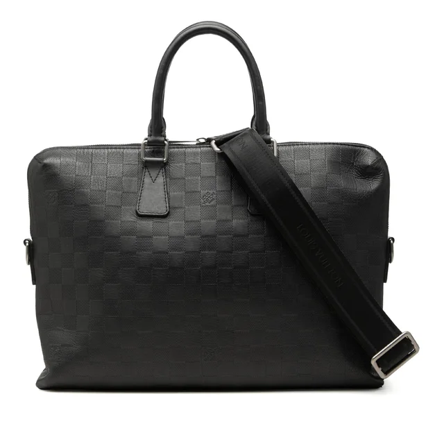Black Louis Vuitton Damier Infini Porte Documents Jour Business Bag in Black Leather from Designer Revival, photo 1 of 1