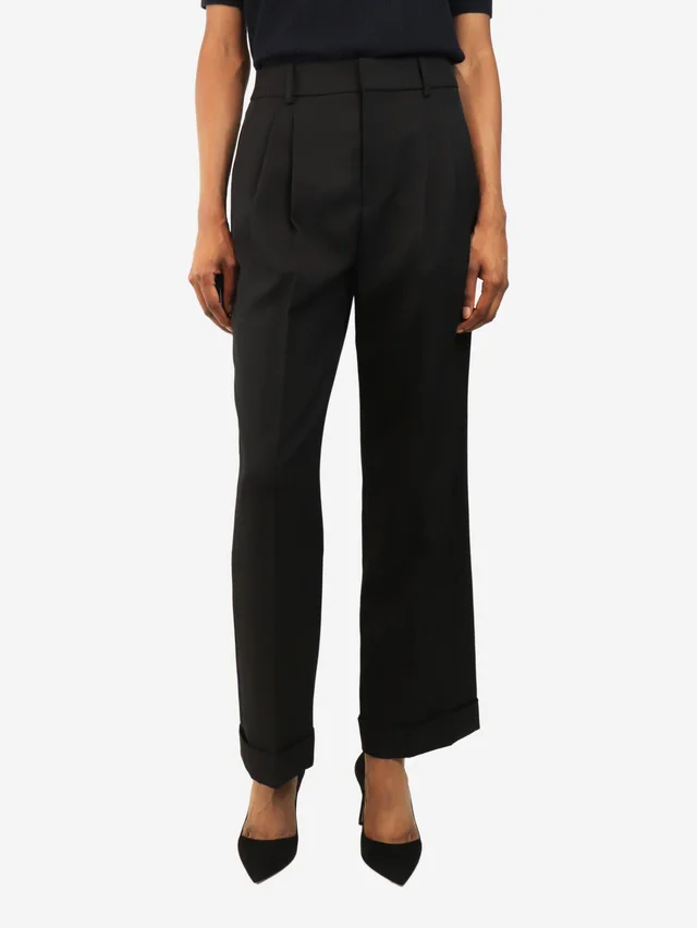 Saint Laurent Black satin panel trousers - size UK 10 in Black Satin from Sign of the Times