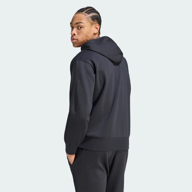 Adidas Essentials 3-Stripes Fleece Hoodie in Black, photo 2 of 6 from adidas (US)