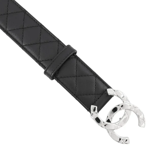 Chanel CC Logo Belt BlackAAA811 Lambskin Metal Size 75/30 in Lambskin from GALLERY RARE, photo 6 of 12