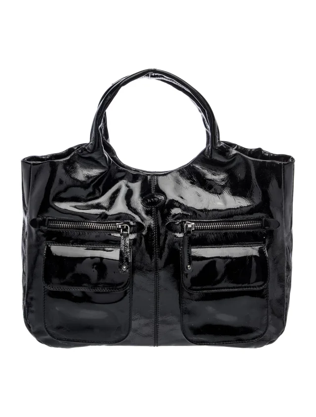 Tod's Patent Leather Tote in black Patent leather from The RealReal