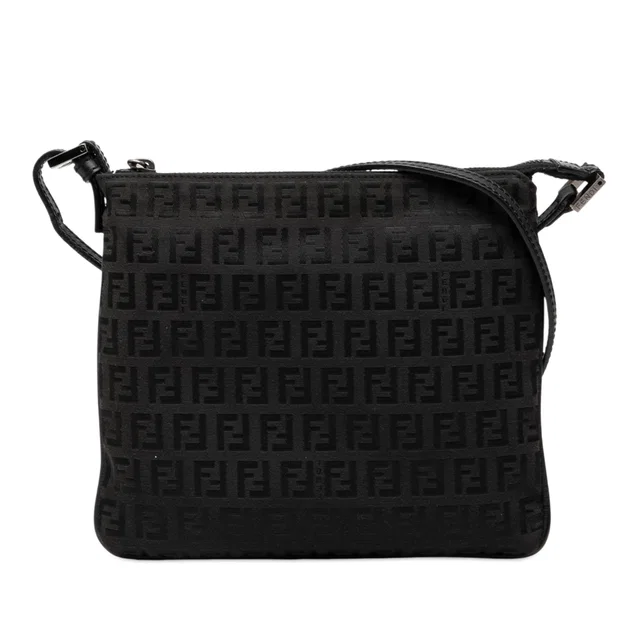 Black Fendi Zucchino Canvas Crossbody in Black Canvas from Designer Revival