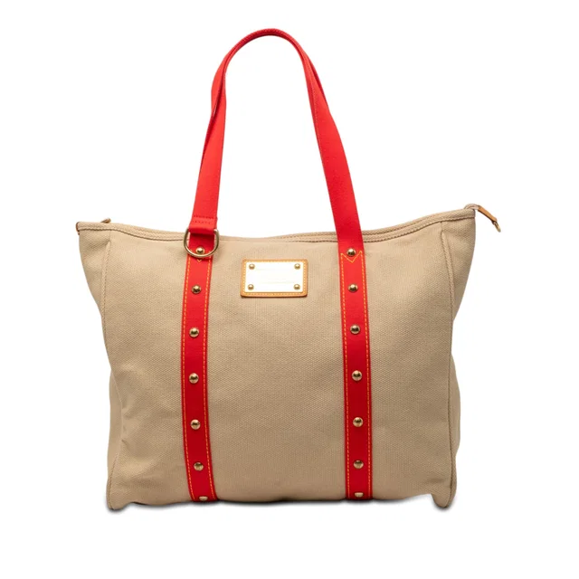 Beige Louis Vuitton Antigua Cabas GM Tote Bag in Beige Canvas from Designer Revival