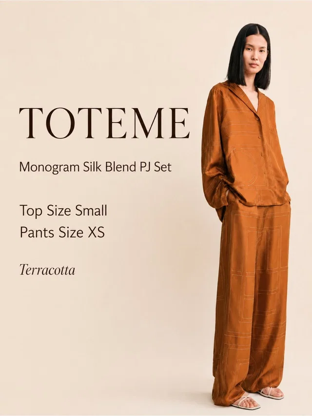 TOTEME Terracotta Monogram Silk-Blend Pj Set in white|orange Silk from Poshmark