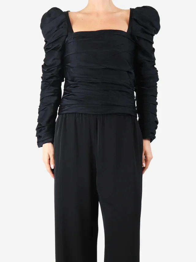 Khaite Black ruched bodice top - size UK 10 in Black from Sign of the Times
