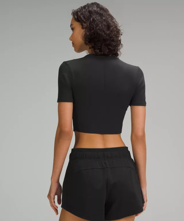 lululemon Hold Tight Straight-Hem Cropped T-Shirt in Black, photo 3 of 6 from lululemon