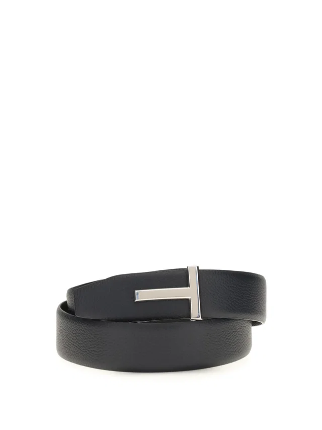 Tom Ford Reversible Leather Belt — Black Calf Bos Taurus in Black Leather from HEWI