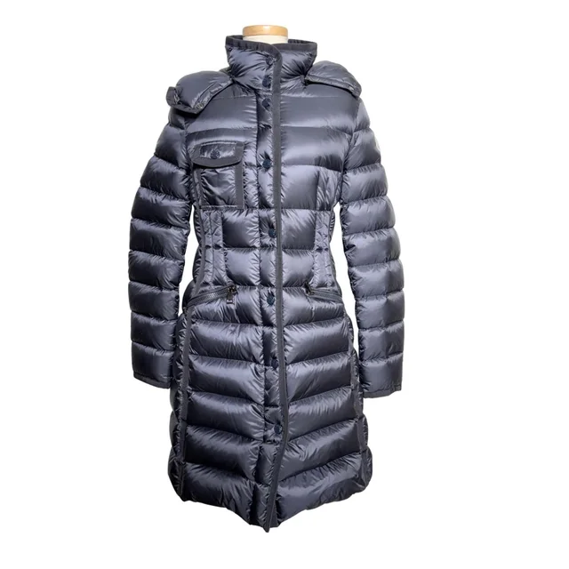 Moncler Hermine Down Coat Nylon Navy 00 in Navy Nylon from The Reluxe