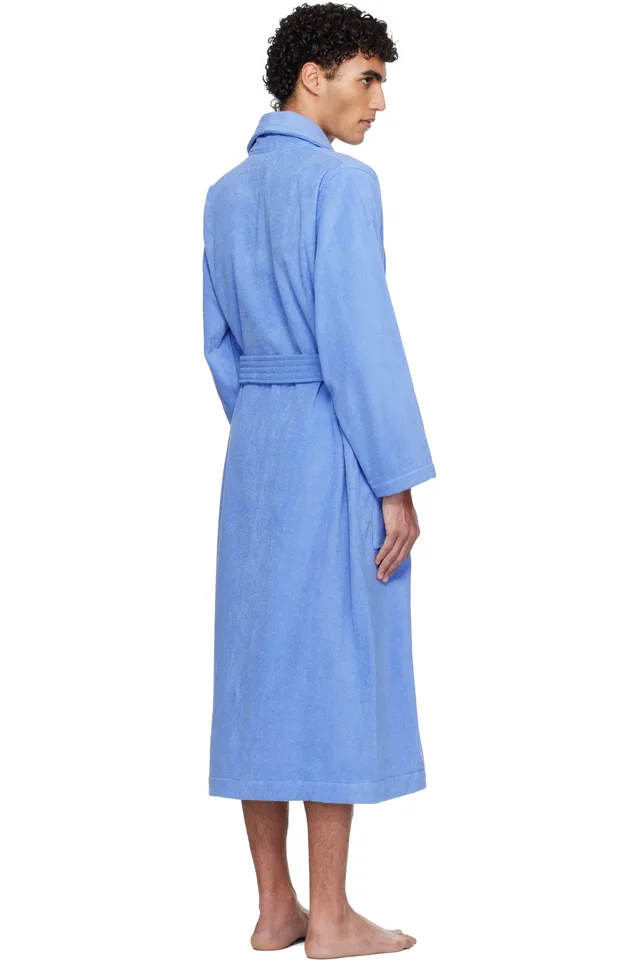 Tekla Blue Terry Classic Bathrobe, photo 3 of 4 from SSENSE