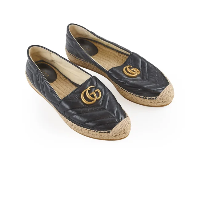Gucci GG Marmont Espadrilles Black - Size 38 in Black Leather from The Purse Affair