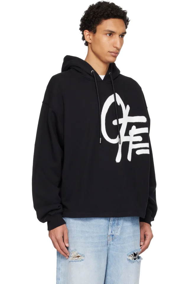 Off-White Black Spray Logo Loose Hoodie, photo 2 of 4 from SSENSE
