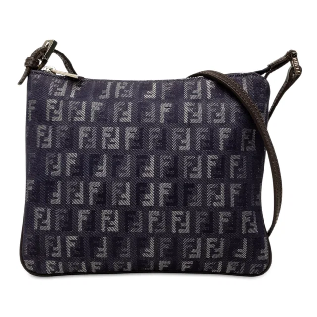 Blue Fendi Zucchino Denim Crossbody in Blue Denim from Designer Revival