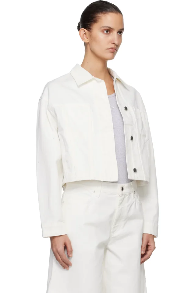 Maison Kitsuné White Denim Boxy Trucker Jacket, photo 2 of 4 from SSENSE