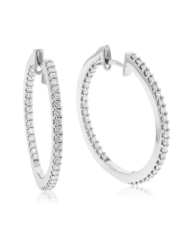 Amairah Silver 1.00 ct. tw. Lab-Grown Diamond Hoops, image 1 of 1 from Gilt