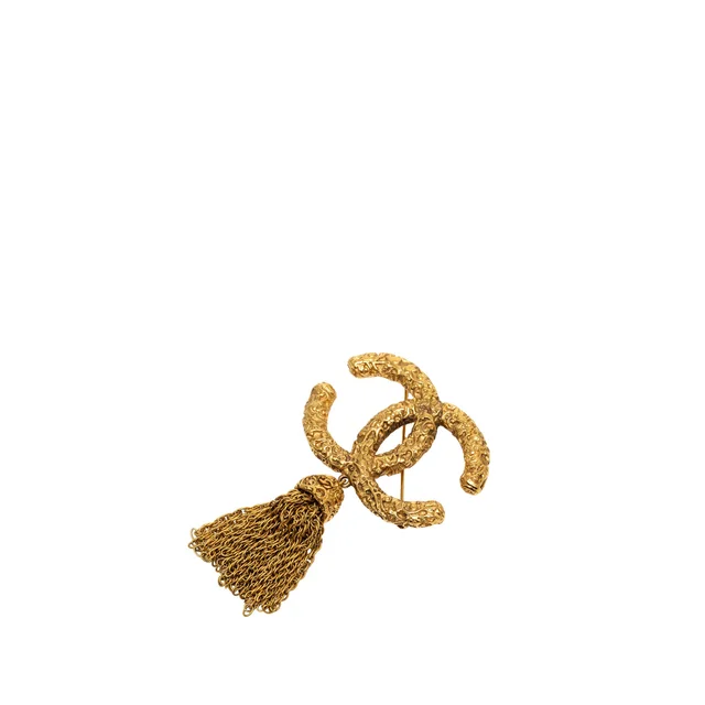 Gold Chanel CC Gold Plated Tassel Lava Fringe Brooch in Gold from Designer Revival, photo 1 of 1