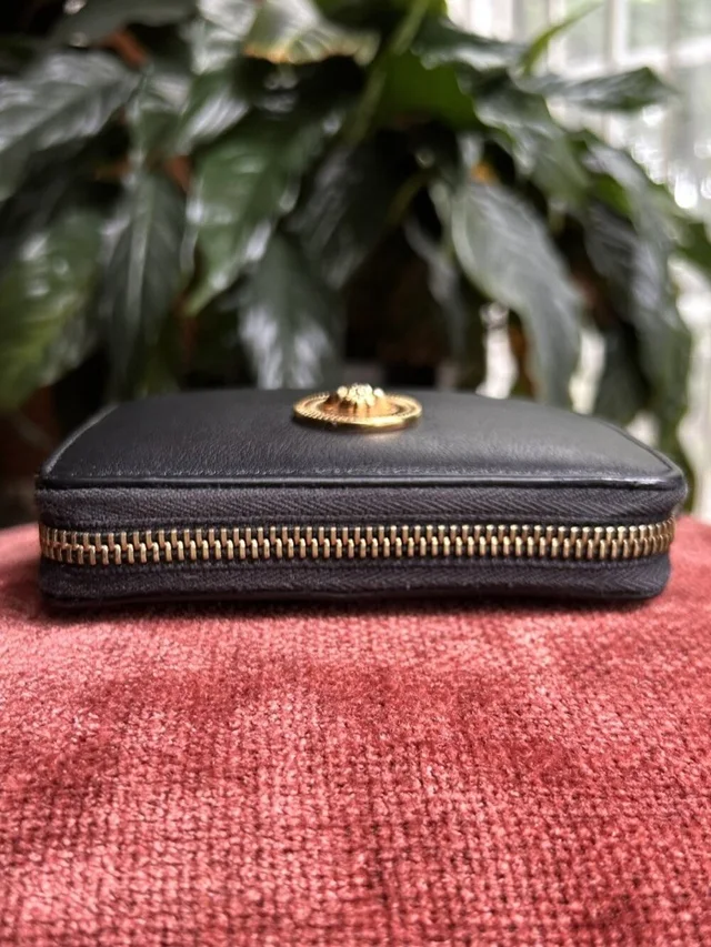Versace Icon Zip Around Compact Wallet, Black in black|gold Calfskin from Poshmark, photo 7 of 10