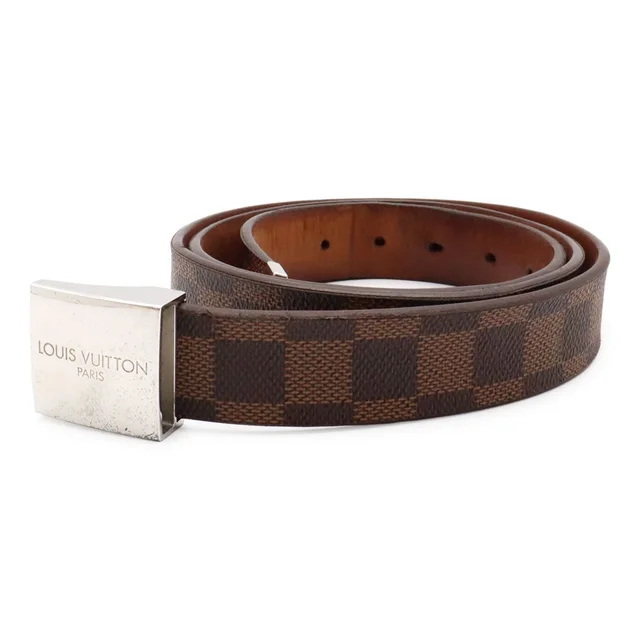 Louis Vuitton Damier Ceinture Carre Belt Silver #actual in Silver Coated canvas from The Reluxe