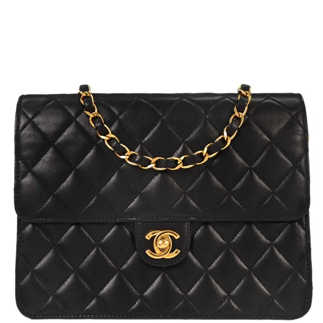 Chanel 2002-2003 Black Lambskin Turnlock Small Half Flap Shoulder Bag in Black Lambskin from AMORE Vintage Tokyo