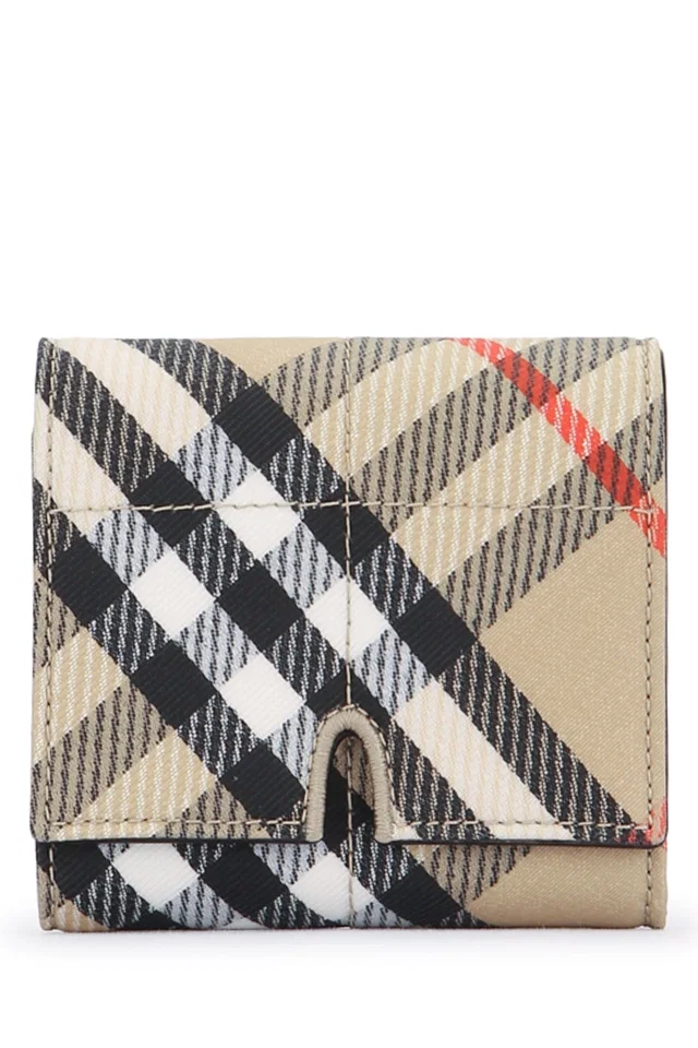 Burberry Checked Polyester-Cotton Wallet — Beige Polyester Cotton in Beige from HEWI