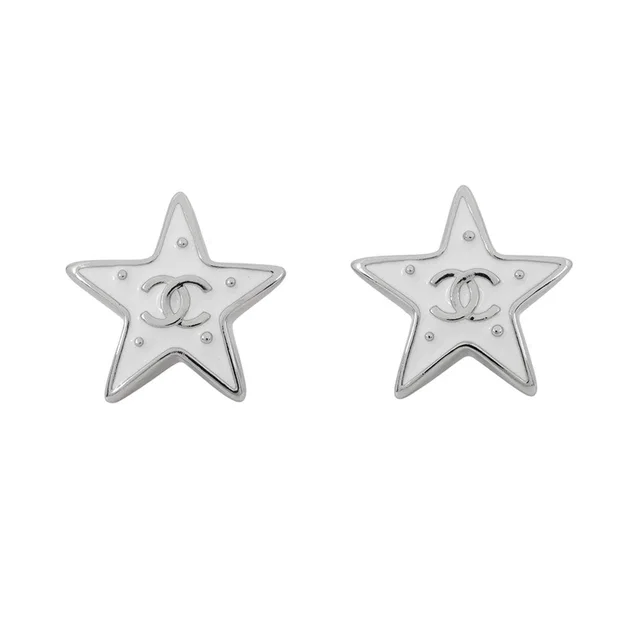 Chanel CC Logo Star Earrings WhiteABH462 Metal from GALLERY RARE