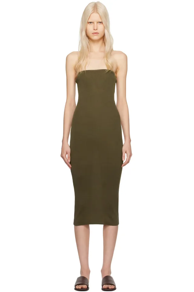 St. Agni Khaki 90s Midi Dress, image 1 of 1 from SSENSE