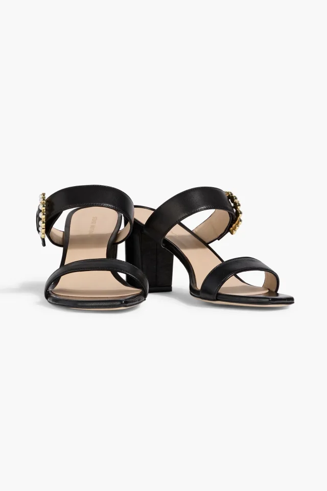 Stuart Weitzman Piper 75 Faux Pearl-Embellished Leather Mules, photo 2 of 4 from THE OUTNET