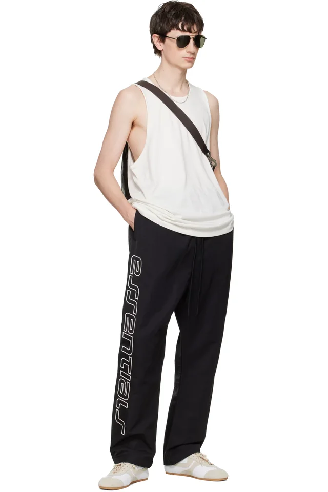 Fear of God ESSENTIALS Black Active Trace Relaxed Drawstring Track Pants, photo 4 of 4 from SSENSE