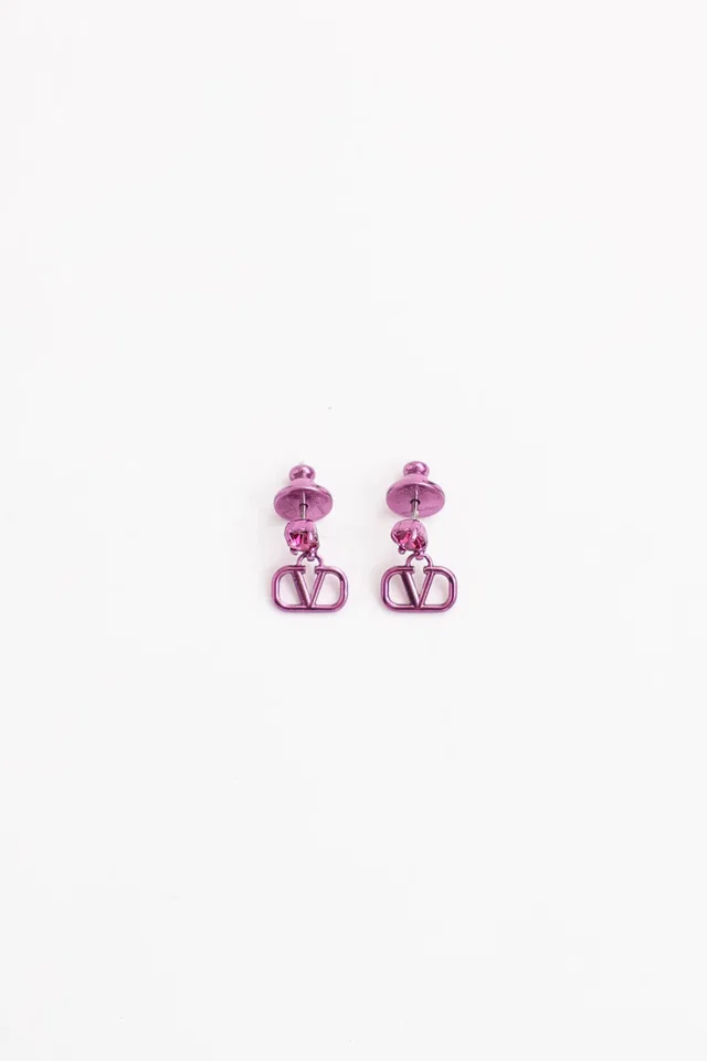 Valentino Garavani Chrome Logo Drop Earrings from VSP Consignment