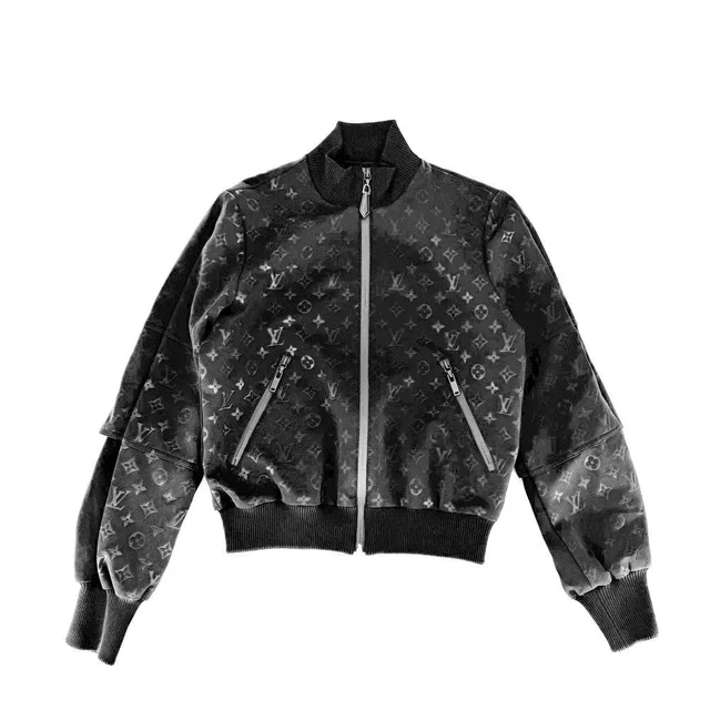 Louis Vuitton Jacket Embossed Monogram Zip Up 36 Black Gold Nylon Polyurethane in Black Nylon from The Reluxe