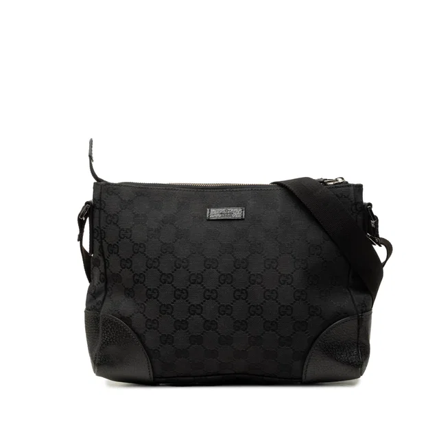 Black Gucci GG Canvas Crossbody in Black Canvas from Designer Revival