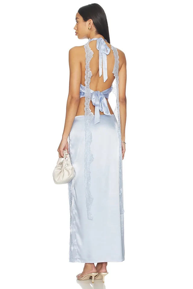 MORE TO COME Flyn Cowl Neck Top in Baby Blue, photo 4 of 5 from REVOLVE (Canada)