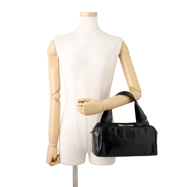 MIUMIU Bowling Handbag Black5BB182 Leather in Leather from GALLERY RARE, photo 3 of 6