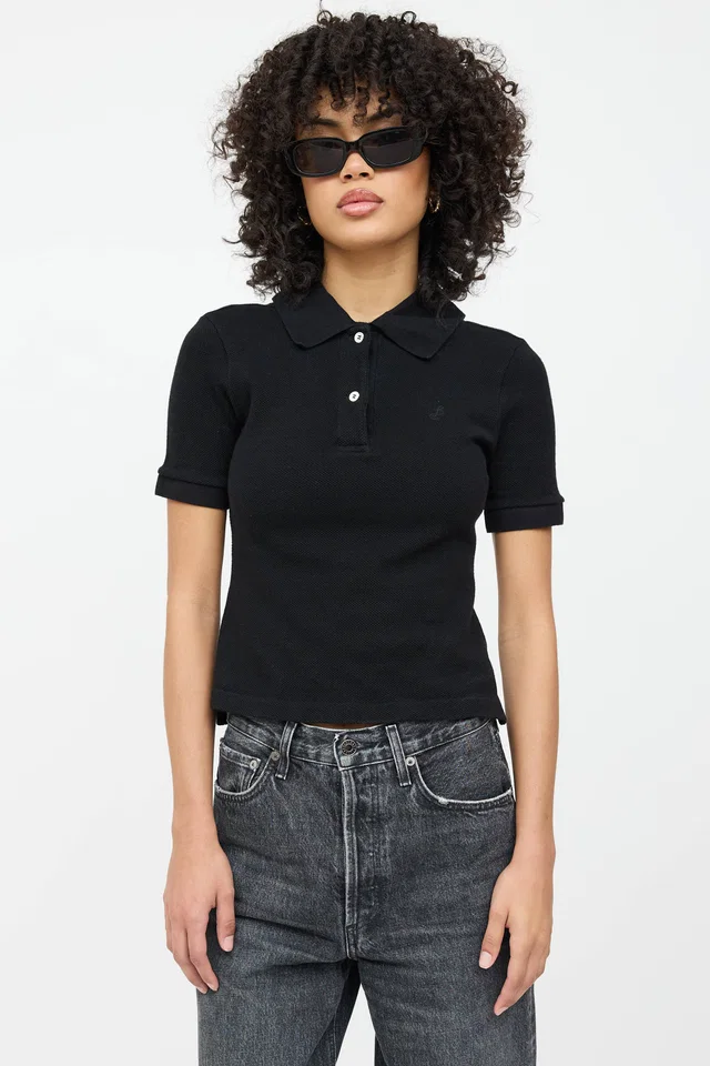 Balenciaga Embroidered Logo Cropped Polo Shirt from VSP Consignment