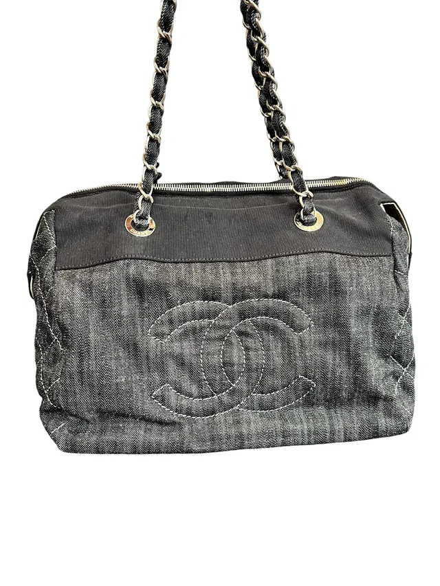 Chanel Black Denim Tote SHW in Black Denim from Luxury Promise