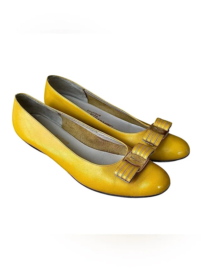 Ferragamo Marigold Yellow Vara Bow Heels in yellow|gold from Poshmark