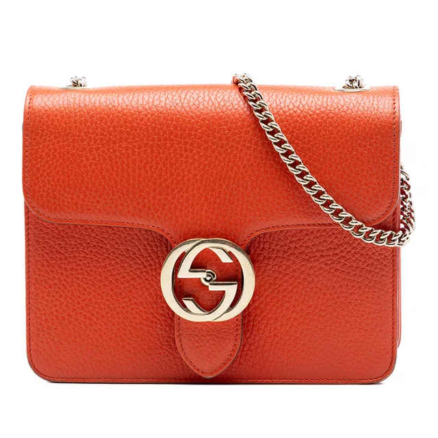 Orange Gucci Small Dollar Calfskin Interlocking G Crossbody in Orange Calfskin from Designer Revival
