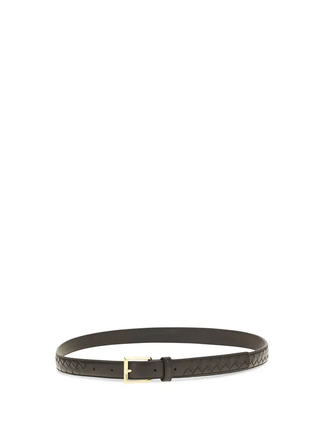 Bottega Veneta Intrecciato Belt — Espresso Lamb Leather in Lambskin from HEWI