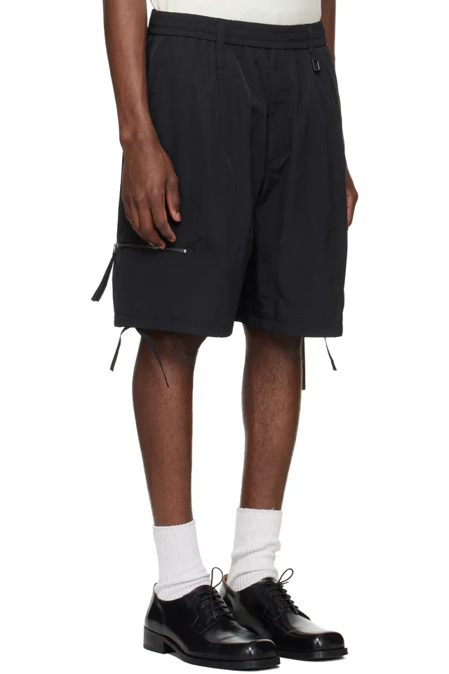WOOYOUNGMI Black Zip Detail Utility Shorts, photo 2 of 4 from SSENSE